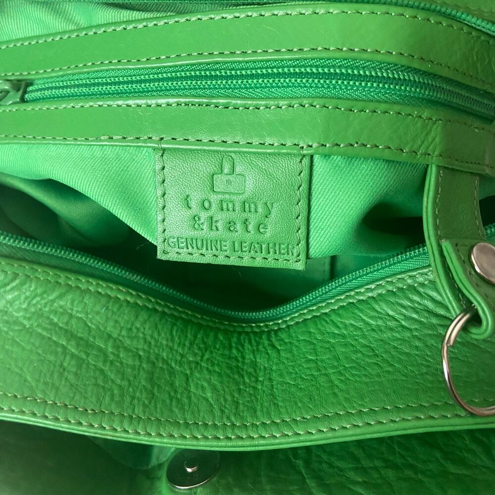 Vintage Tommy & Kate Y2K Apple Green Genuine Leather Buckle Shoulder Bag - Picture 8 of 13
